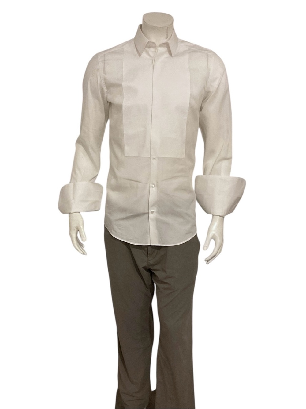 Dolce & Gabbana Men’s White French Cuffs Tuxedo Dress Shirt